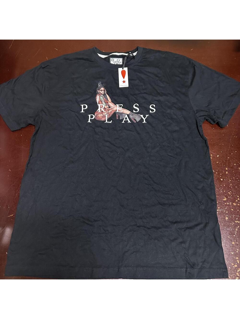 PLAY CLOTHES black men’s press play, baddie graphic T-shirt 2XL